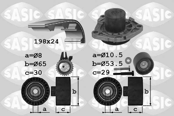 Distributieriem kit inclusief waterpomp Sasic 3906033