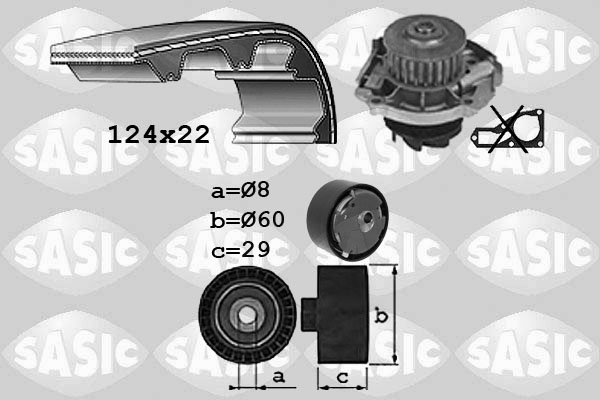Distributieriem kit inclusief waterpomp Sasic 3906038