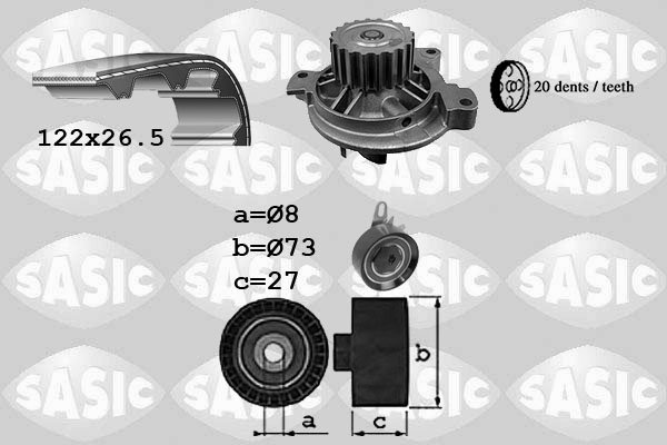Distributieriem kit inclusief waterpomp Sasic 3906050