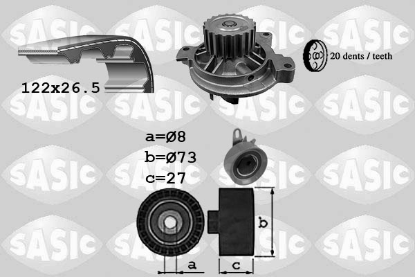 Distributieriem kit inclusief waterpomp Sasic 3906051
