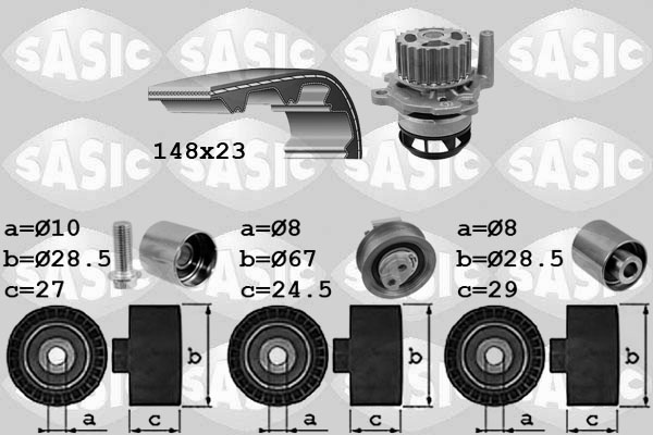 Distributieriem kit inclusief waterpomp Sasic 3906057