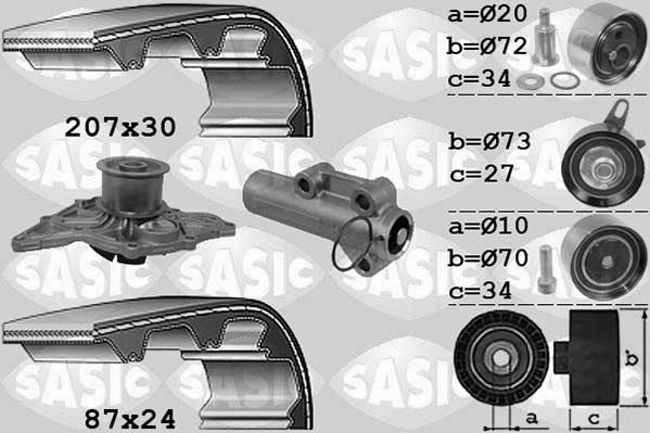 Distributieriem kit inclusief waterpomp Sasic 3906058