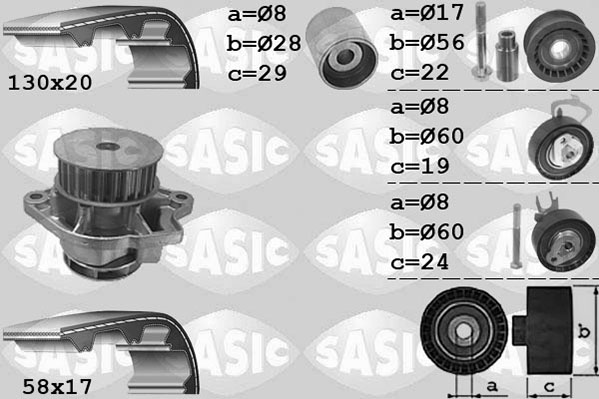 Distributieriem kit inclusief waterpomp Sasic 3906061