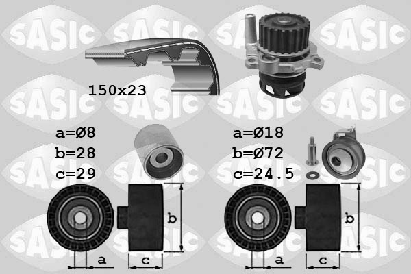 Distributieriem kit inclusief waterpomp Sasic 3906062
