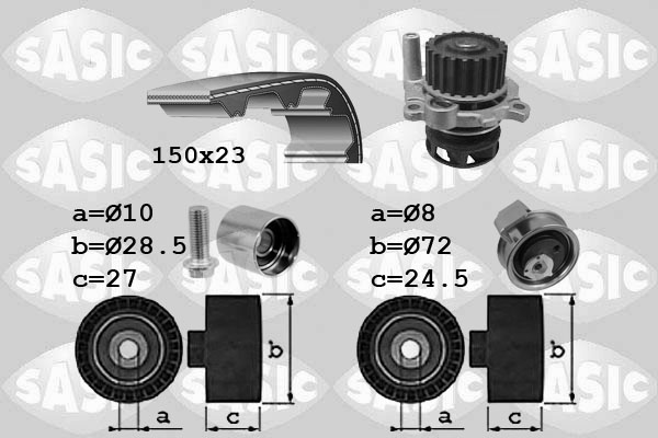 Distributieriem kit inclusief waterpomp Sasic 3906063