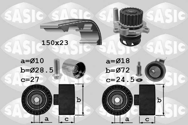 Distributieriem kit inclusief waterpomp Sasic 3906064
