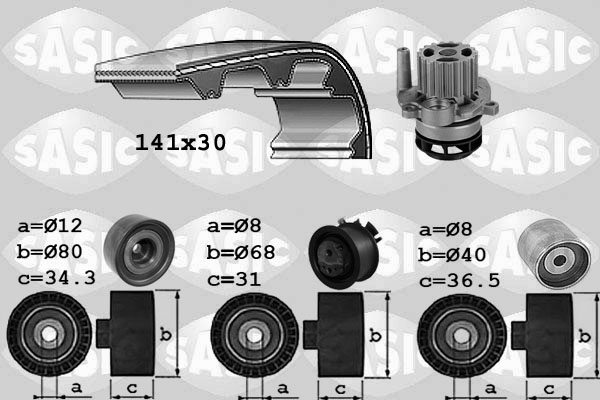 Distributieriem kit inclusief waterpomp Sasic 3906067