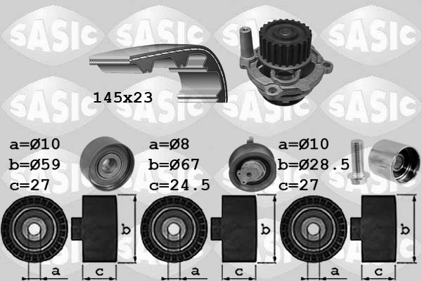 Distributieriem kit inclusief waterpomp Sasic 3906068