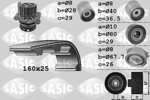 Distributieriem kit inclusief waterpomp Sasic 3906069