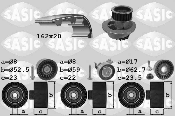 Distributieriem kit inclusief waterpomp Sasic 3906072