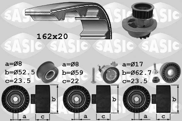Distributieriem kit inclusief waterpomp Sasic 3906073