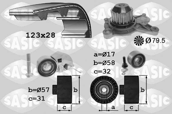 Distributieriem kit inclusief waterpomp Sasic 3906075