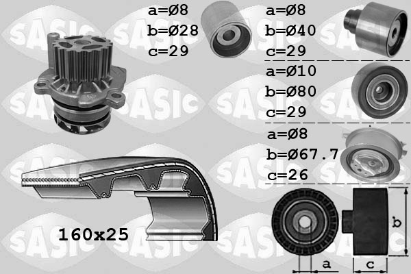 Distributieriem kit inclusief waterpomp Sasic 3906077