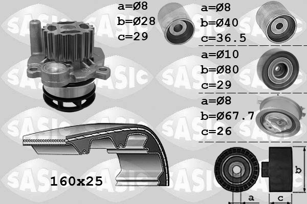 Distributieriem kit inclusief waterpomp Sasic 3906079