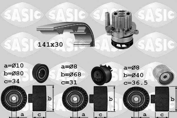 Distributieriem kit inclusief waterpomp Sasic 3906084