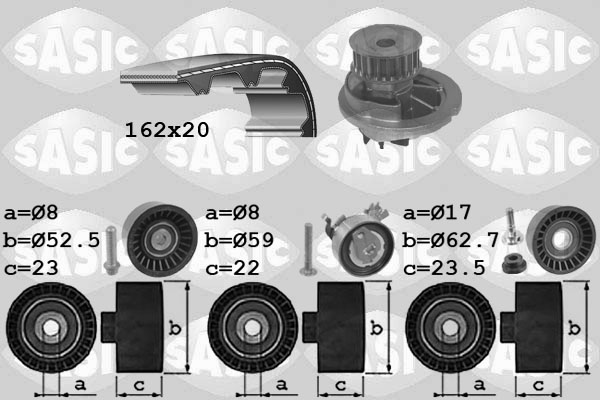 Distributieriem kit inclusief waterpomp Sasic 3906092