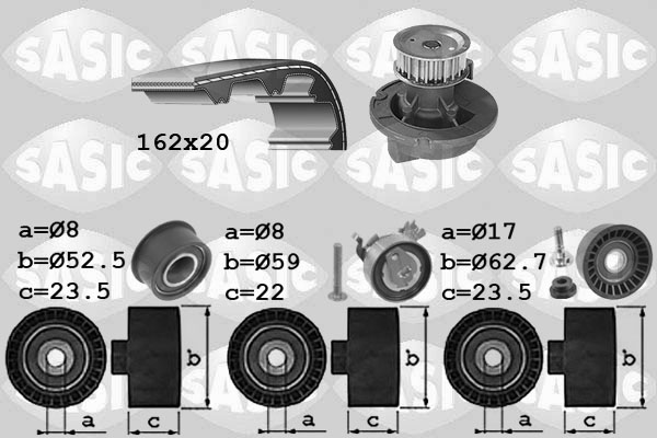 Distributieriem kit inclusief waterpomp Sasic 3906095