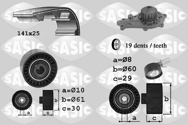 Distributieriem kit inclusief waterpomp Sasic 3906097