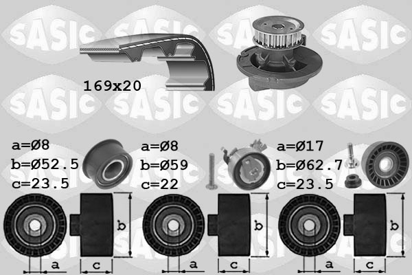 Distributieriem kit inclusief waterpomp Sasic 3906099
