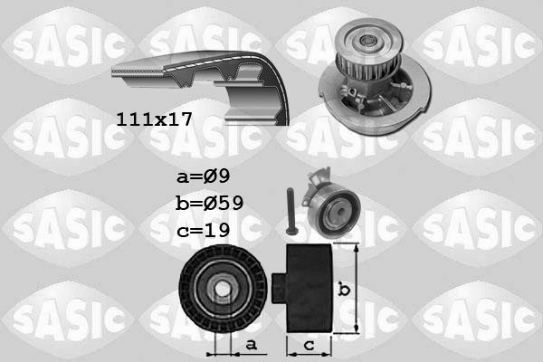 Distributieriem kit inclusief waterpomp Sasic 3906100