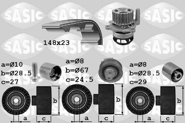 Distributieriem kit inclusief waterpomp Sasic 3906103