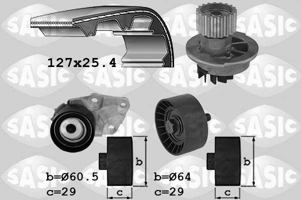 Distributieriem kit inclusief waterpomp Sasic 3906104