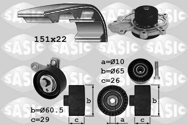 Distributieriem kit inclusief waterpomp Sasic 3906108