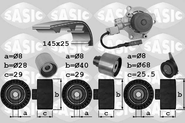 Distributieriem kit inclusief waterpomp Sasic 3906113