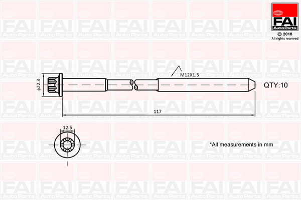 Cilinderkopboutenset Fai Autoparts B1018