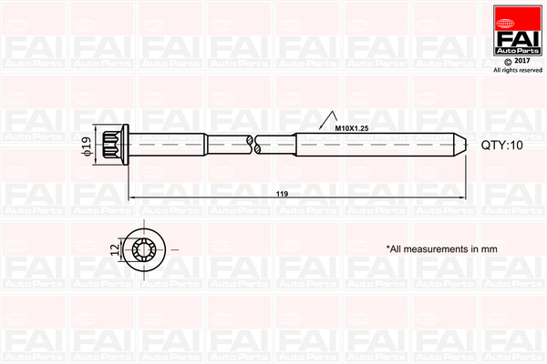 Cilinderkopboutenset Fai Autoparts B1321