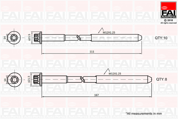 Cilinderkopboutenset Fai Autoparts B2124