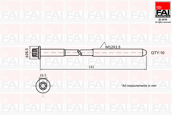 Cilinderkopboutenset Fai Autoparts B896