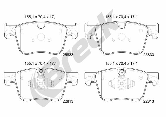 Remblokkenset, schijfrem Breck 22813 00 701 00