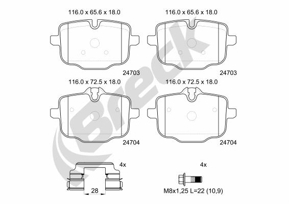 Remblokkenset, schijfrem Breck 24703 00 554 00