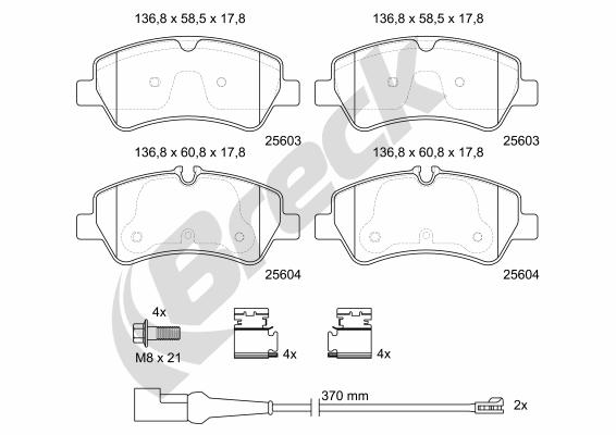 Remblokkenset, schijfrem Breck 25603 00 703 10