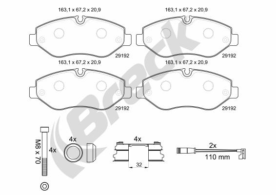 Remblokkenset, schijfrem Breck 29192 00 653 00