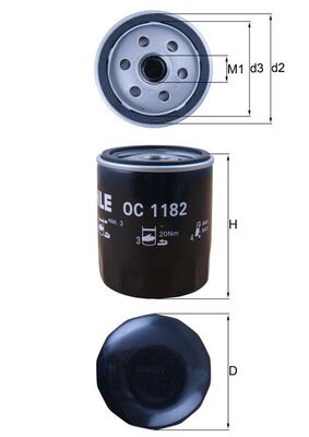 Oliefilter Mahle Original OC 1182