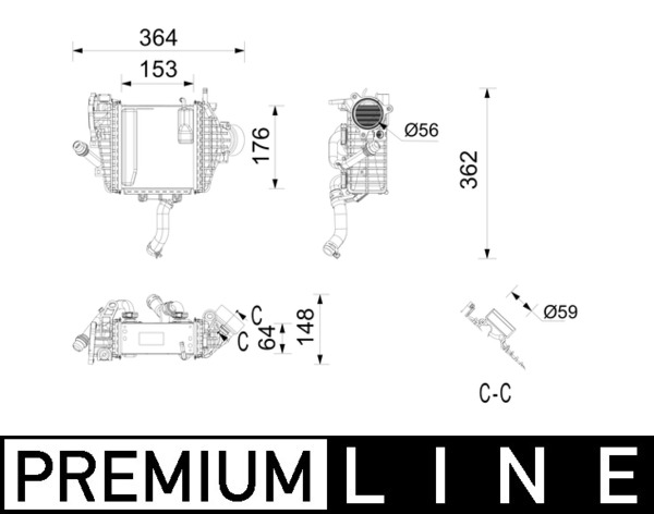 Intercooler, inlaatluchtkoeler Mahle Original CI 737 000P