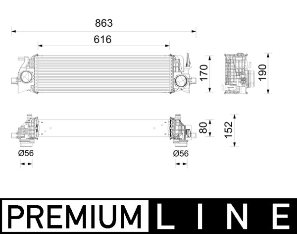 Intercooler, inlaatluchtkoeler Mahle Original CI 736 000P