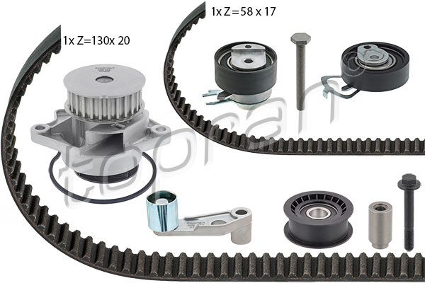 Distributieriem kit inclusief waterpomp Topran 112 971