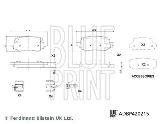 Remblokkenset, schijfrem Blue Print ADBP420215