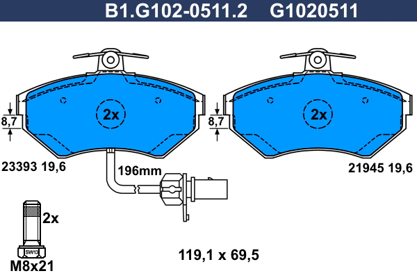 Remblokset Galfer B1.G102-0511.2