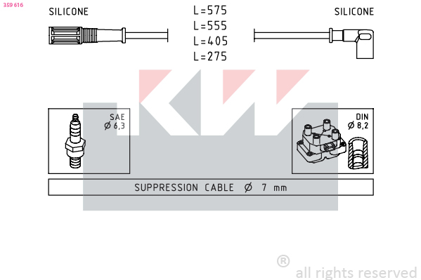 Bougiekabelset KW 359 616