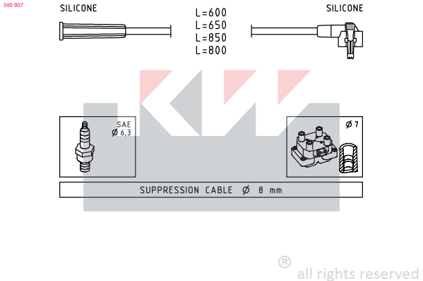 Bougiekabelset KW 360 007