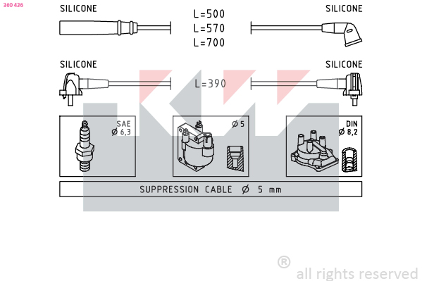 Bougiekabelset KW 360 436