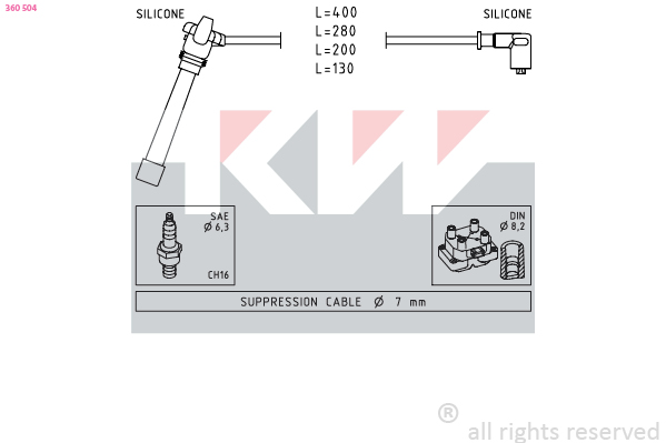 Bougiekabelset KW 360 504