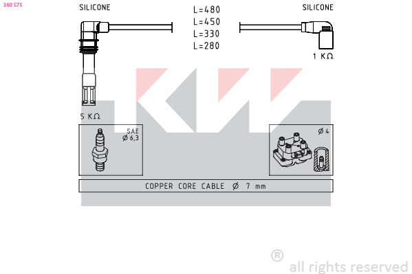 Bougiekabelset KW 360 575