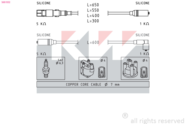 Bougiekabelset KW 360 932