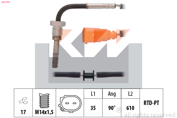 Sensor uitlaatgastemperatuur KW 422 019