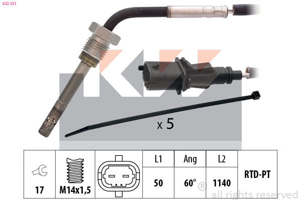 Sensor uitlaatgastemperatuur KW 422 231